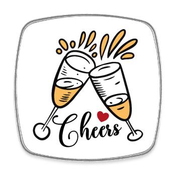 Cheers Sektgläser Anstoßen mit Herz - Square fridge magnet - white - Front