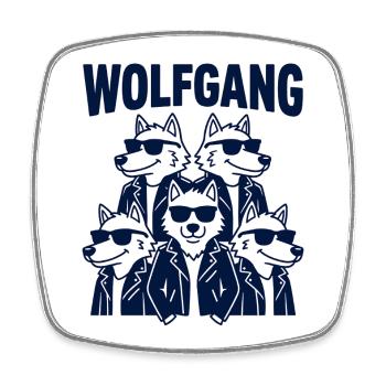 Lustiges Wolfgang Bande Wortspiel - Viereckiger Kühlschrankmagnet - Weiß - Vorne