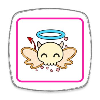 Skull Angel - Square fridge magnet - white - Front