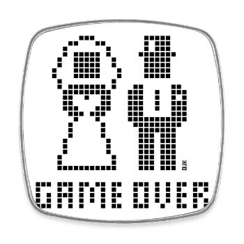 Game Over (Mariage, enterrement de vie de garçon, jeunes mariés, Pixel / B) - Magnet carré - blanc - Devant