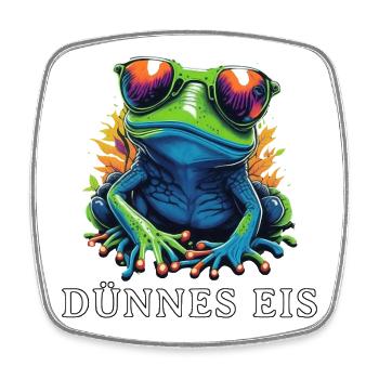 Dünnes Eis Frosch PopArt Shirt - Viereckiger Kühlschrankmagnet - Weiß - Vorne