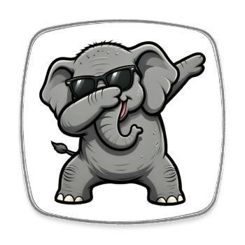 Dabbing Elephant - Square fridge magnet - white - Front