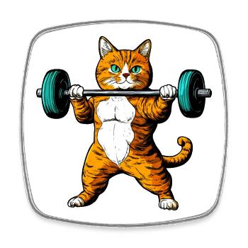 Fitness des chats - Magnet carré - blanc - Devant