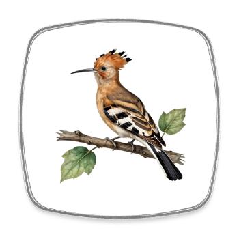 Hoopoe on branch - Square fridge magnet - white - Front