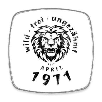 55. Geburtstag Wild, frei, ungezähmt seit 04/1971 - Viereckiger Kühlschrankmagnet - Weiß - Vorne