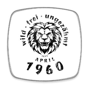66. Geburtstag Wild, frei, ungezähmt seit 04/1960 - Viereckiger Kühlschrankmagnet - Weiß - Vorne