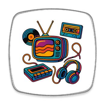 Retro Style Vintage Klassiker Design - Viereckiger Kühlschrankmagnet - Weiß - Vorne
