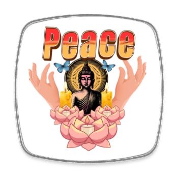 Peaceful Buddha Lotus - Peace & Love series - Square fridge magnet - white - Front