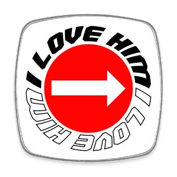 Ich liebe ihn - Viereckiger Kühlschrankmagnet - Weiß - Vorne