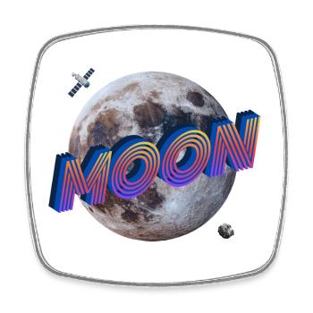 Moon - Outer Space Series - Square fridge magnet - white - Front