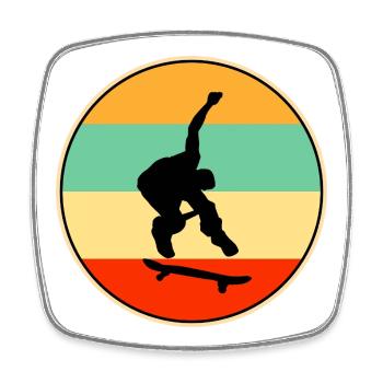 Retro Skateboarder Vintage Sunset Skate - Viereckiger Kühlschrankmagnet - Weiß - Vorne