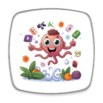 Calmars fruitiers colorés - Magnet carré - blanc - Devant