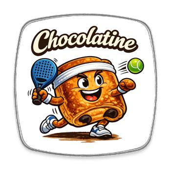 Chocolatine padel - Magnet carré - blanc - Devant