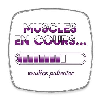 cadeau musculation Muscles en cours veuillez  - Magnet carré - blanc - Devant