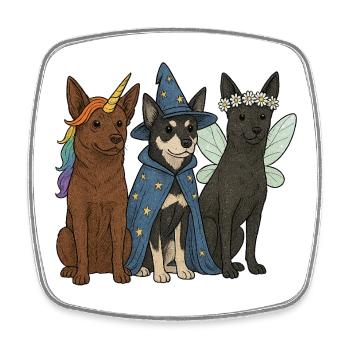 Magical Fantasy Dogs - Australian Kelpie Dogs - Square fridge magnet - white - Front