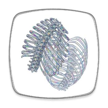 Iridescent ribs in spiral - Square fridge magnet - white - Front