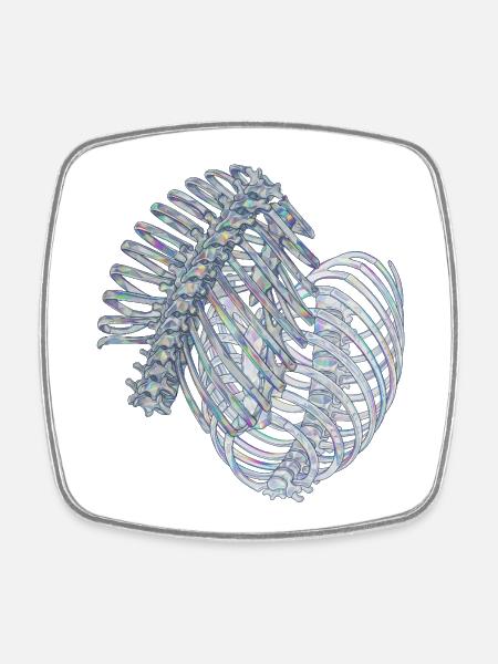 Iridescent ribs in spiral - Square fridge magnet - white