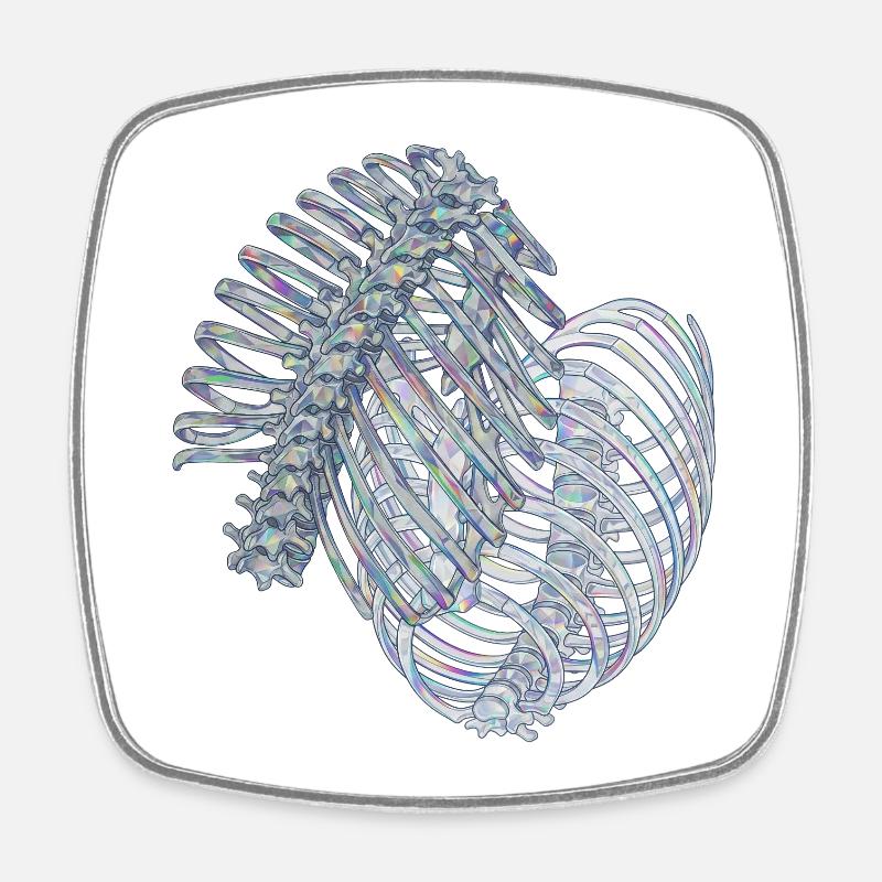 Nervures irisées en spirale - Magnet carré - blanc
