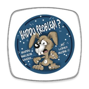 Hasen-Comic Haddu Problem? - Viereckiger Kühlschrankmagnet - Weiß - Vorne