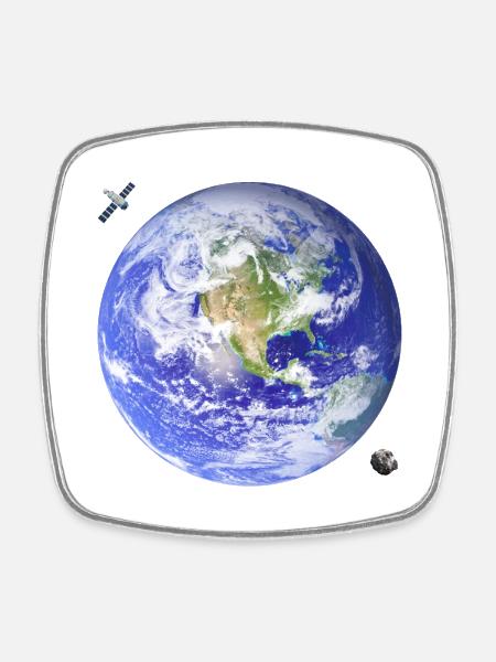 Planet Earth - Square fridge magnet - white