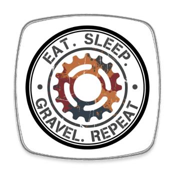 Badge Manger Dormir Gravel Répéter Vintage Gear - Magnet carré - blanc - Devant