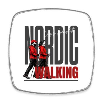 Nordic Walking Shirt - Viereckiger Kühlschrankmagnet - Weiß - Vorne