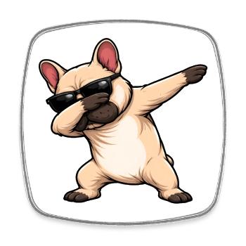 Bouledogue français - Magnet carré - blanc - Devant