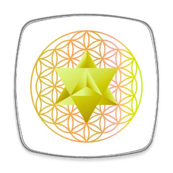 Merkaba-Stern & Blume des Lebens - Viereckiger Kühlschrankmagnet - Weiß - Vorne