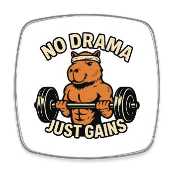 No Drama Just Gains Capybara Fitness - Square fridge magnet - white - Front