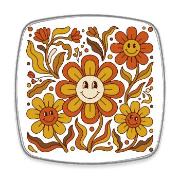 Fleur de marguerite joyeuse rétro des années 70 - Magnet carré - blanc - Devant