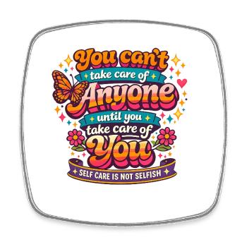 Retro Self Care Saying - Square fridge magnet - white - Front