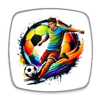 Fußball Shirt Spieler Silhouette Soccer Ball - Viereckiger Kühlschrankmagnet - Weiß - Vorne