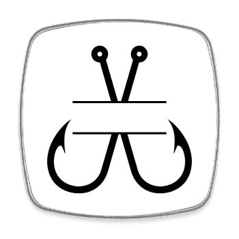 Fischhaken-Name Monogramm - Viereckiger Kühlschrankmagnet - Weiß - Vorne