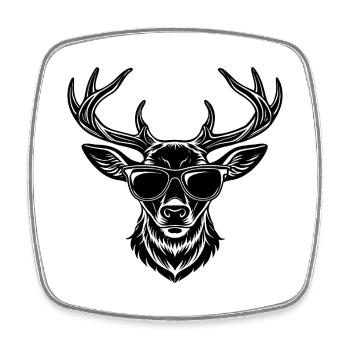 Deer head sunglasses - Square fridge magnet - white - Front