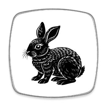 Petit lapin mignon - Magnet carré - blanc - Devant