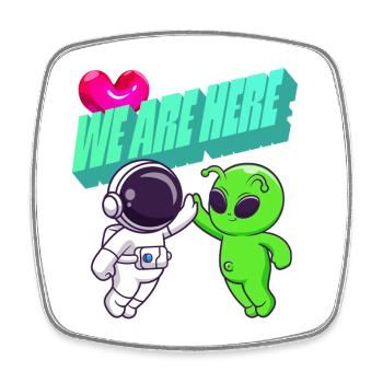 We Are Here - Série animée Alien - Magnet carré - blanc - Devant