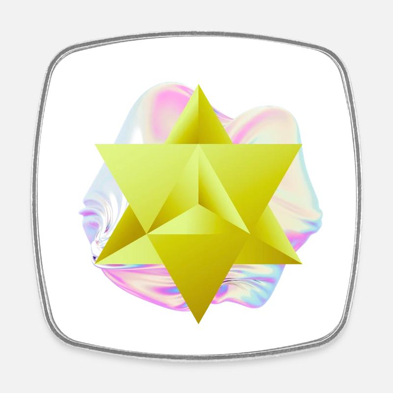 Surrealer Merkaba-Stern - Viereckiger Kühlschrankmagnet - Weiß