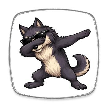 Dabbing Werwolf - Viereckiger Kühlschrankmagnet - Weiß - Vorne