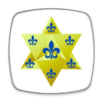 Merkaba Star & Feur de lis - Viereckiger Kühlschrankmagnet - Weiß - Vorne