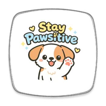 Stay Pawsitive – Cute Dog Caricature - Square fridge magnet - white - Front