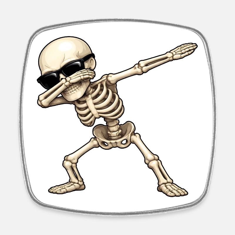 Dabbing Skeleton - Square fridge magnet - white