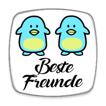 Pinguine Beste Freunde - Viereckiger Kühlschrankmagnet - Weiß - Vorne