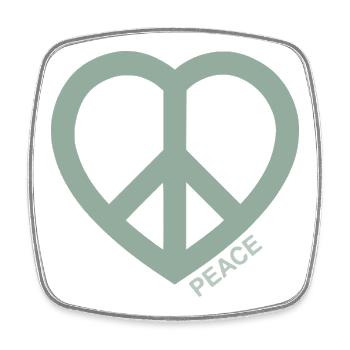 Paix Cœur Symbole de la Paix Vert - Magnet carré - blanc - Devant