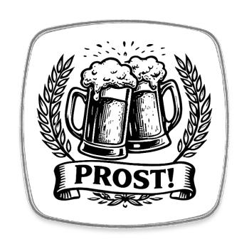 Santé chopes de bière couronne de laurier - Magnet carré - blanc - Devant