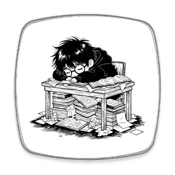 Student Out of Bed Sleep Office Books - Square fridge magnet - white - Front