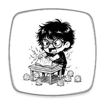 Child Anger Torn Book Studies - Square fridge magnet - white - Front
