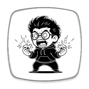 Gamer Anger Controller Zerbrochene Wut - Viereckiger Kühlschrankmagnet - Weiß - Vorne