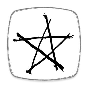 pentagramm - Viereckiger Kühlschrankmagnet - Weiß - Vorne
