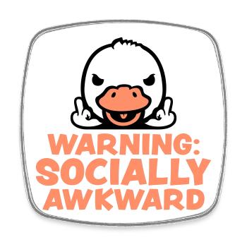 Warning Socially Awkward Ente Mittelfinger Vogel - Viereckiger Kühlschrankmagnet - Weiß - Vorne