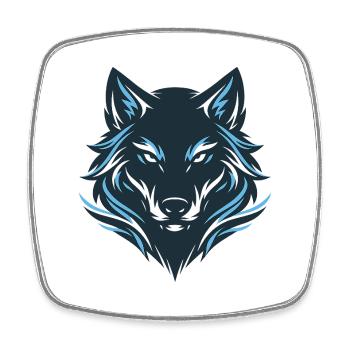 Emblème du Loup de Nuit Bleu - Magnet carré - blanc - Devant